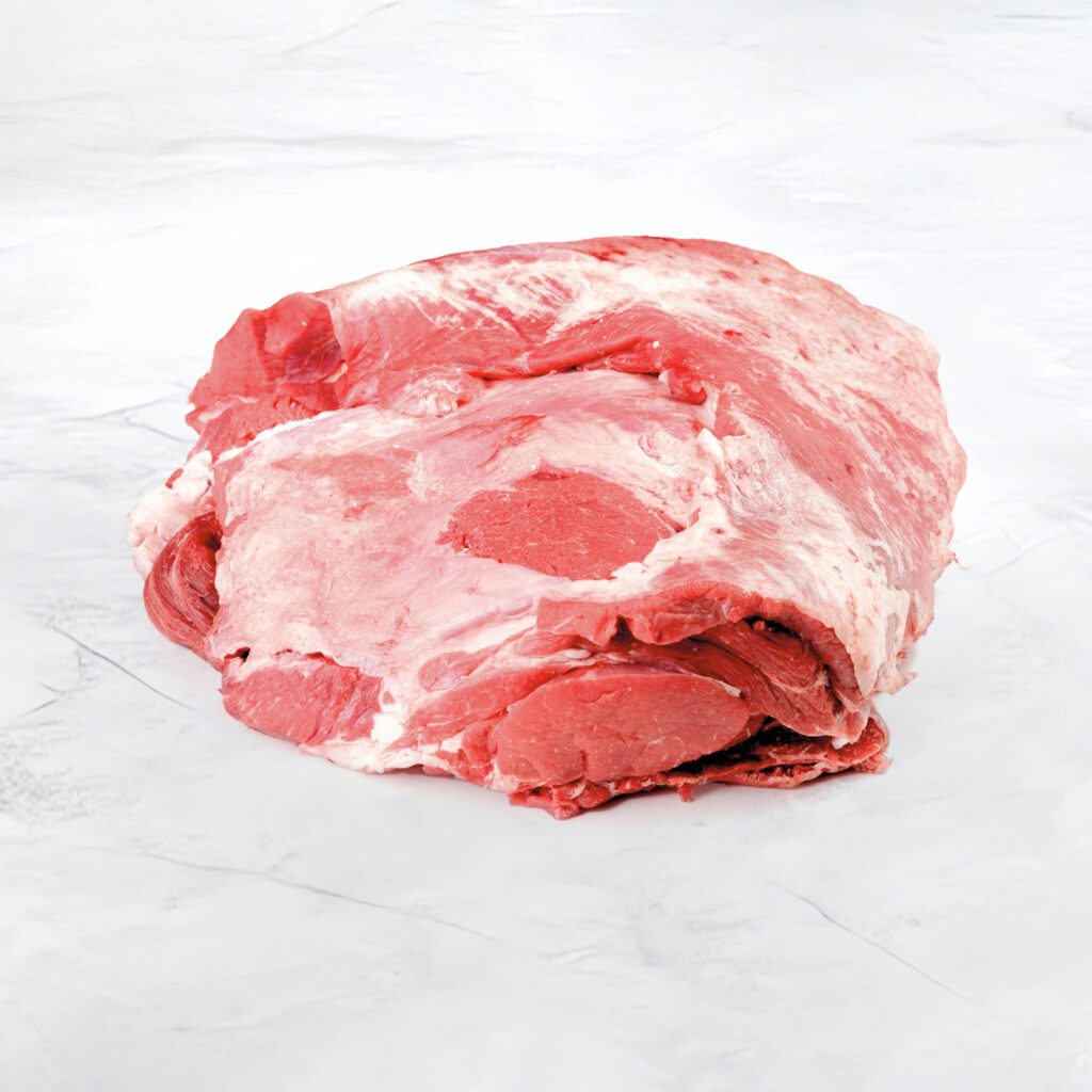 pezzo di reale di fassone piemontese dal colore rosso vivo su fondo ardesia