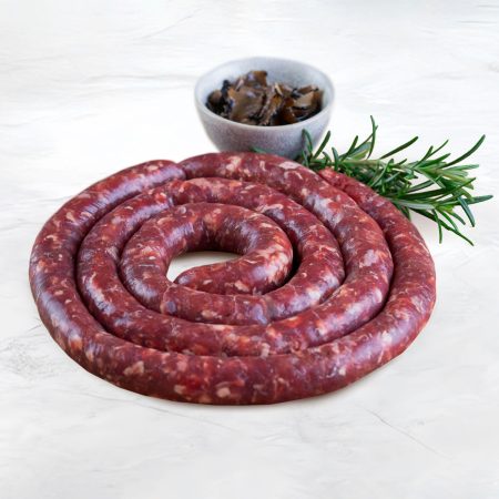 salsiccia di bovino di tipo bra con ciotola di tartufo