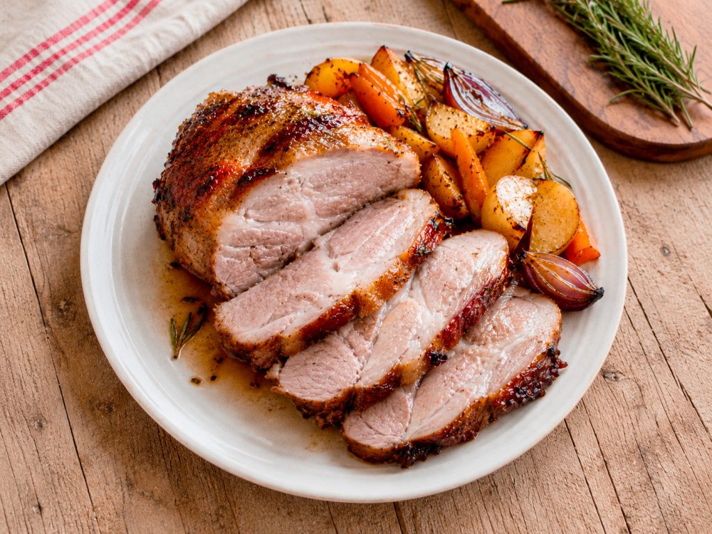 Capocollo al forno con contorno di verdure